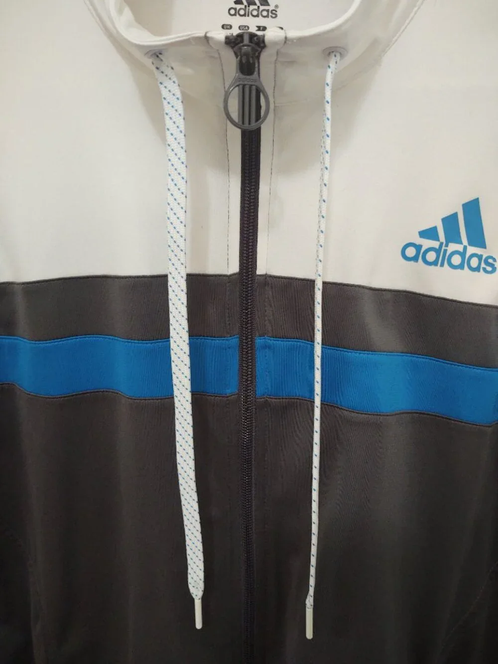 Adidas Track Jacket Grey/Blue/White Size USA L